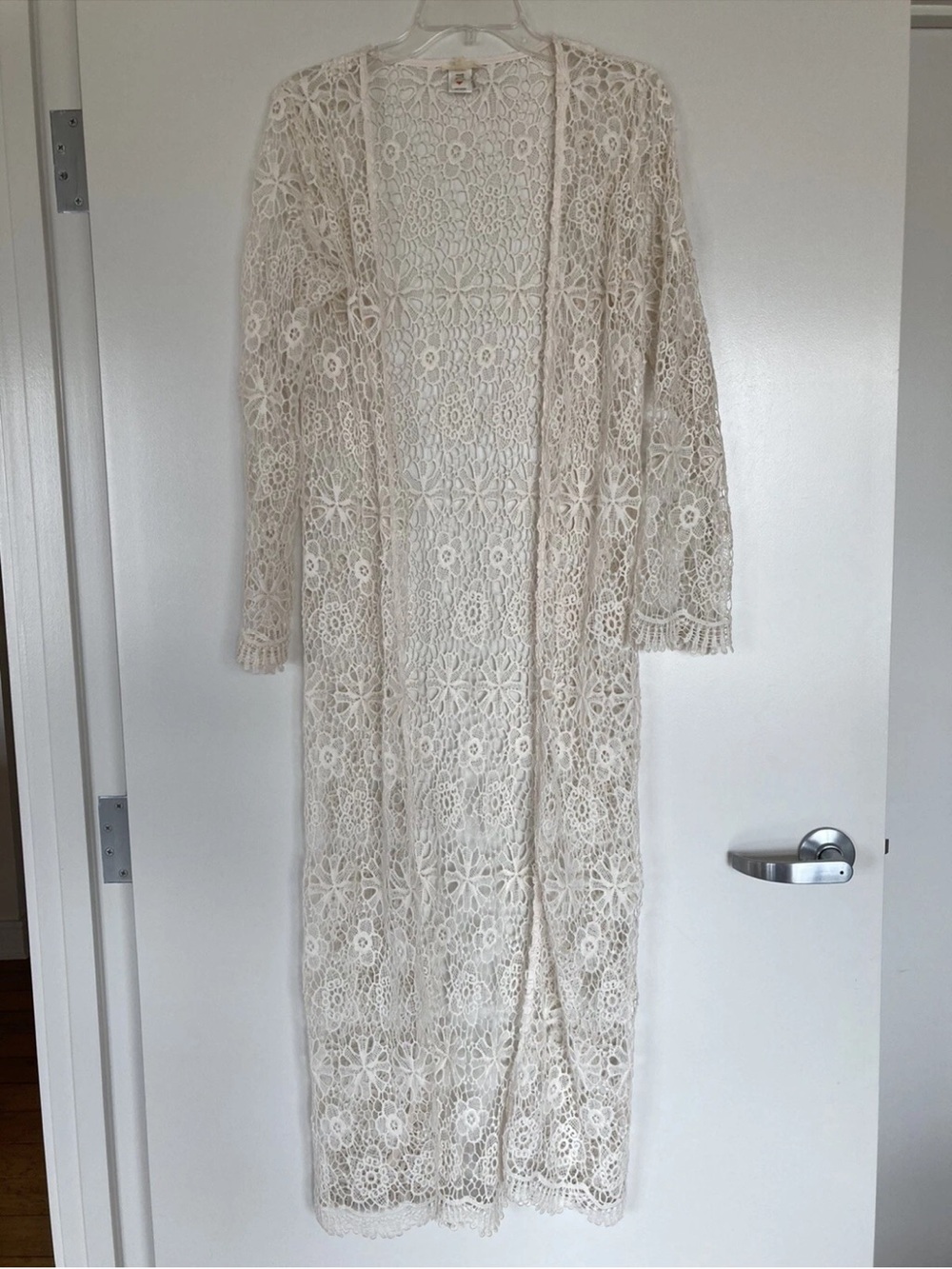 tea & cup long white kimono jacket whimsygoth fairycore witchy Crochet M/L